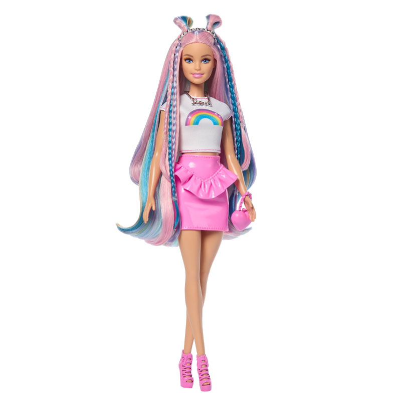 Mattel Barbie Rainbow Sparkle Hair Fashion Doll Πολύχρωμα Μαλλιά με Γκλίτερ JJP07