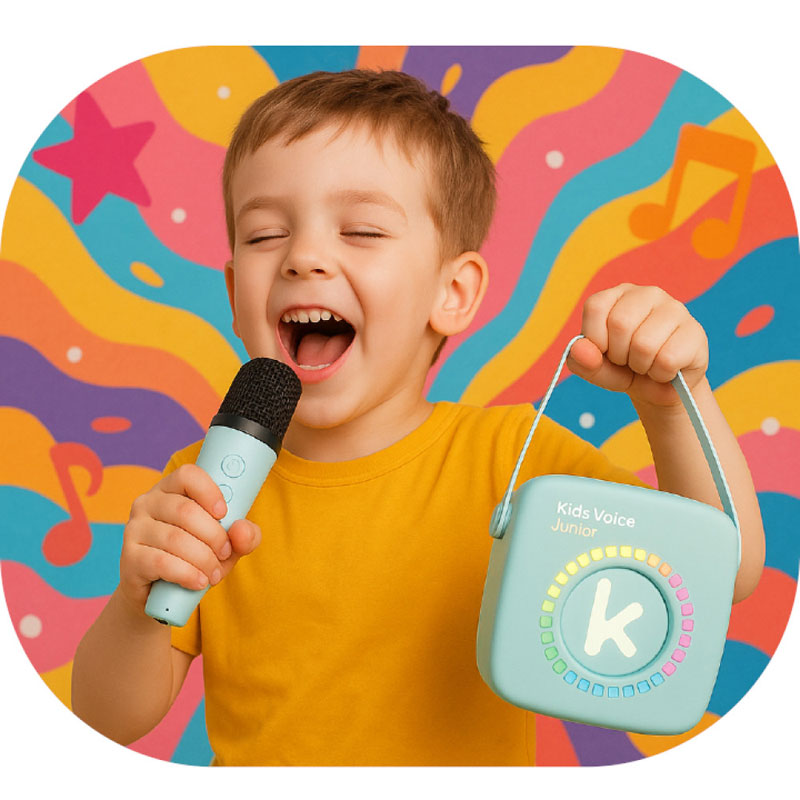 Kiddoboo KidsVoice JUNIOR mini Karaoke Speaker & Mic Blue + NikoletaTV KBT3NTBLU