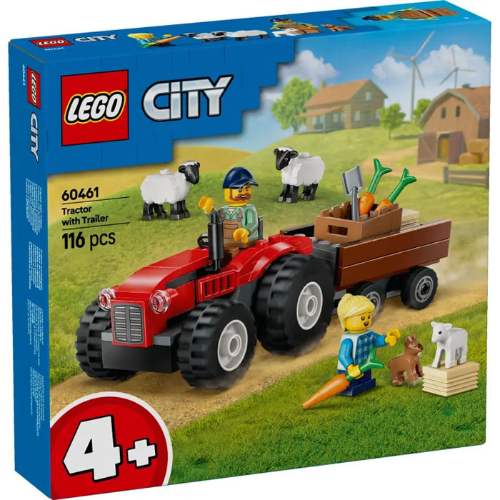 Lego City Red Farm Tractor with Trailer & Sheep 60461