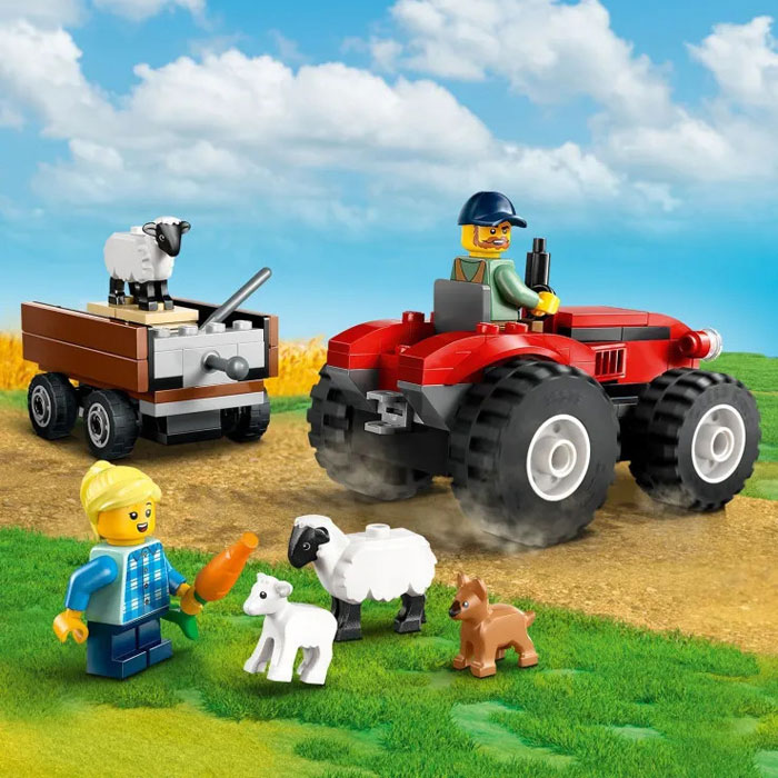 Lego City Red Farm Tractor with Trailer & Sheep 60461