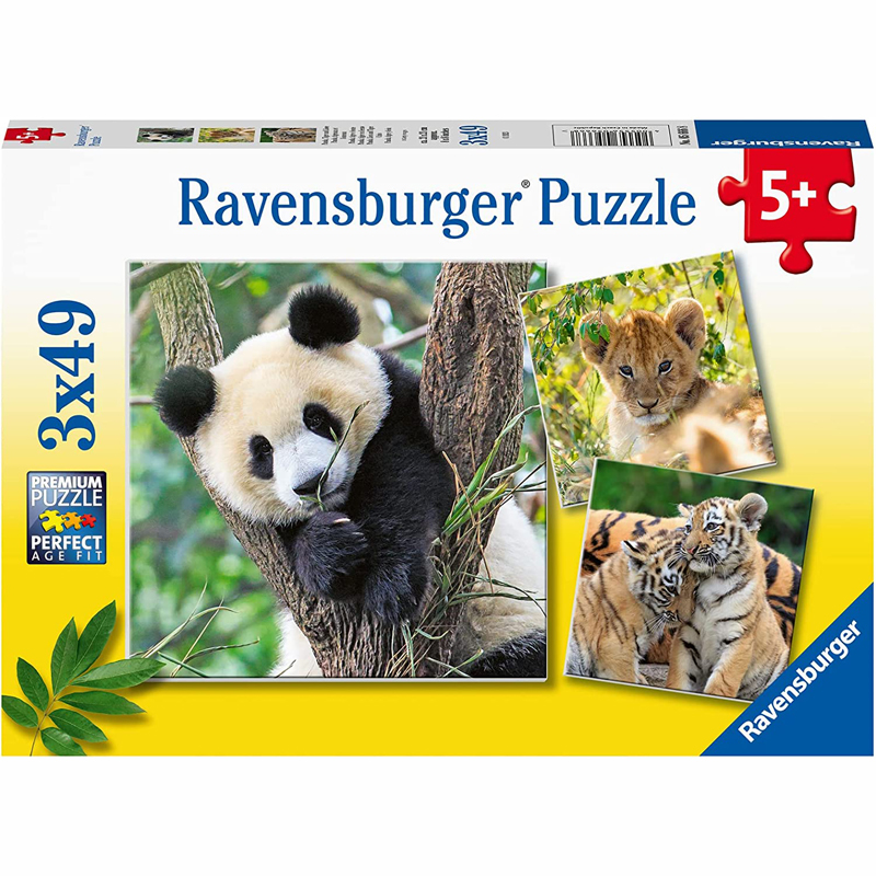 Ravensburger Παζλ 3x49 τεμ. Ζώα (Πάντα, τίγρης, λιοντάρι)