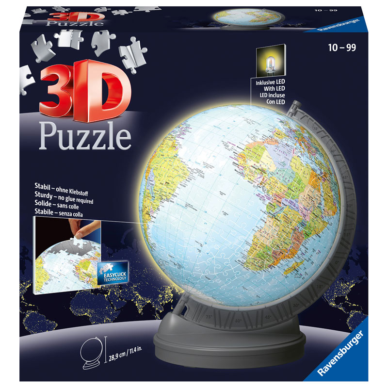 Ravensburger 3D Puzzle Υδρόγειος LED 540 τμχ. (Αγγλική Έκδοση) 11549