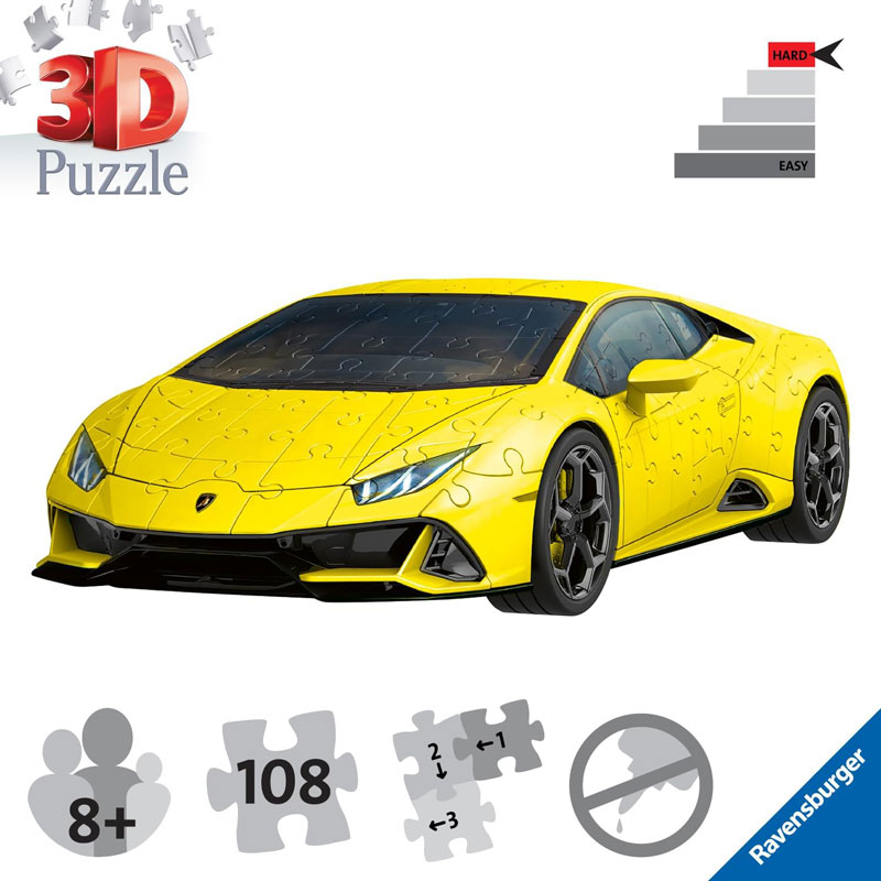 Ravensburger 3D Παζλ 108 τμχ  Lamborghini Yellow Huracan 11562