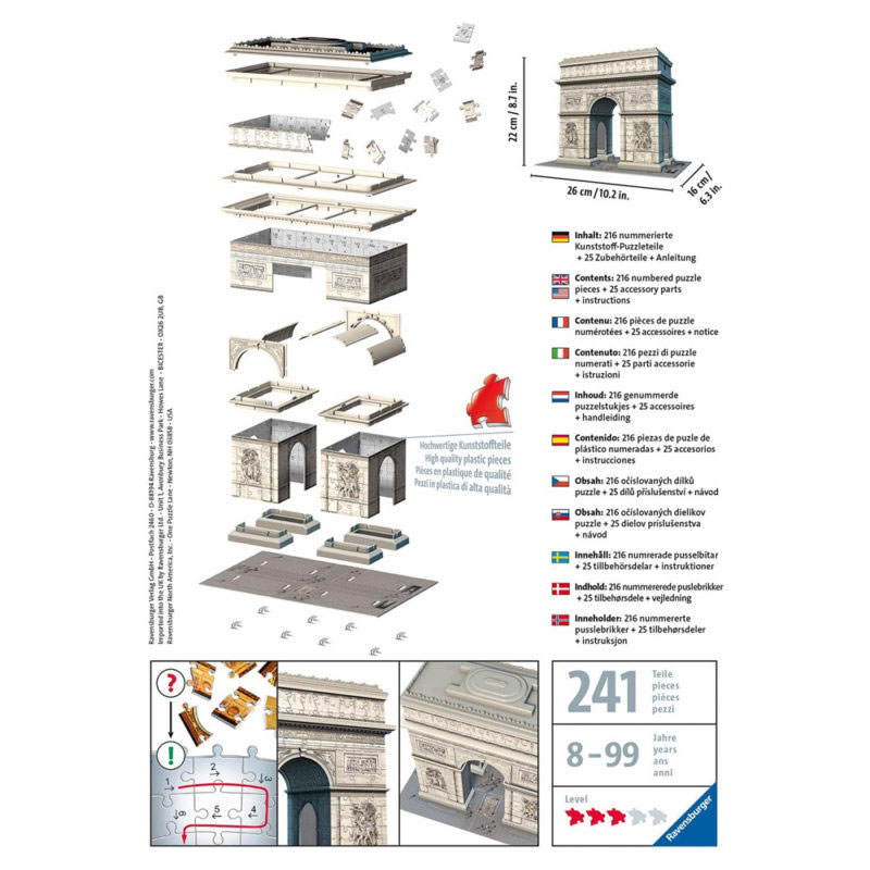 Ravensburger 3D Παζλ 216 τμχ Αψίδα του Θριάμβου 12514