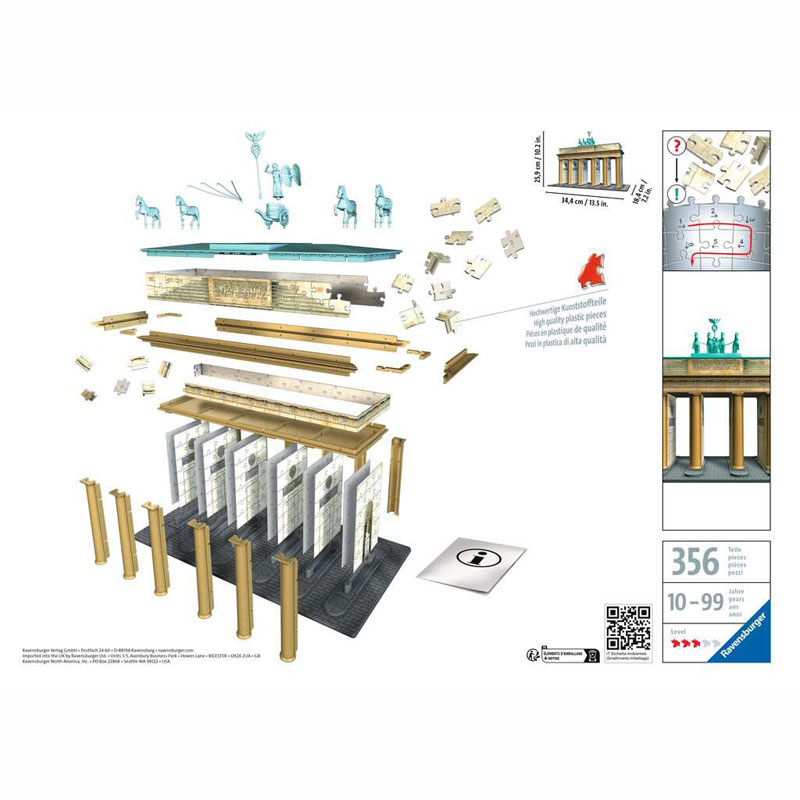 Ravensburger 3D Παζλ Maxi 324 τμx Πύλη Βρανδεμβούργου 12551