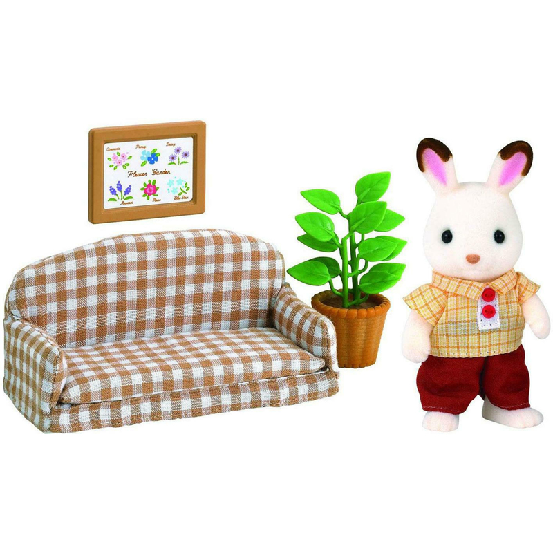 Sylvanian Families Σετ Chocolate Rabbit Μπαμπάς Κούνελος & Καναπές  5013