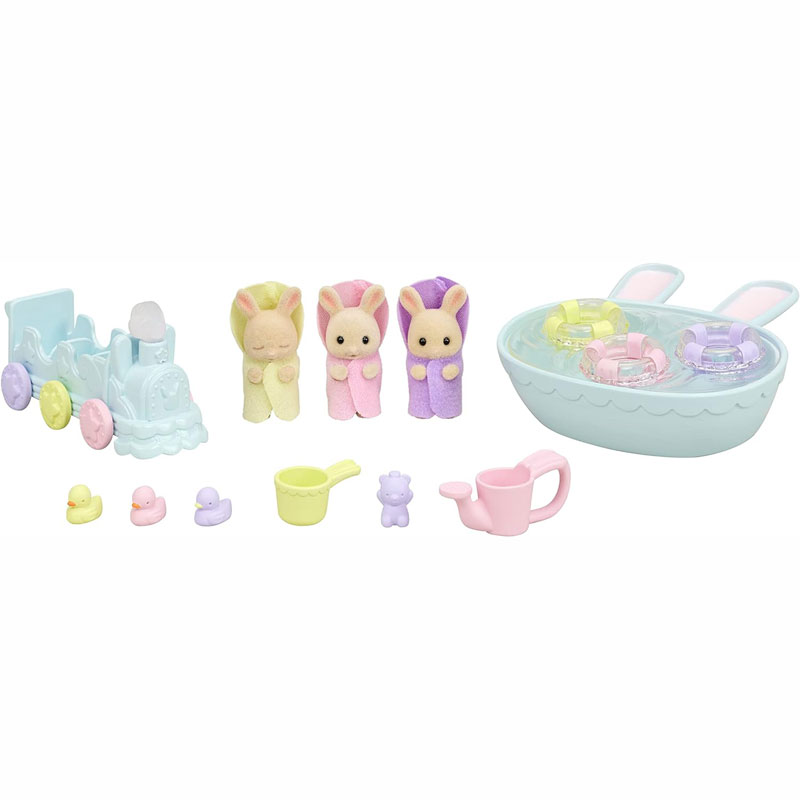 Sylvanian Families Triplets Baby Milk Rabbit Bathtime Set Τρίδυμα Κουνελάκια 5707