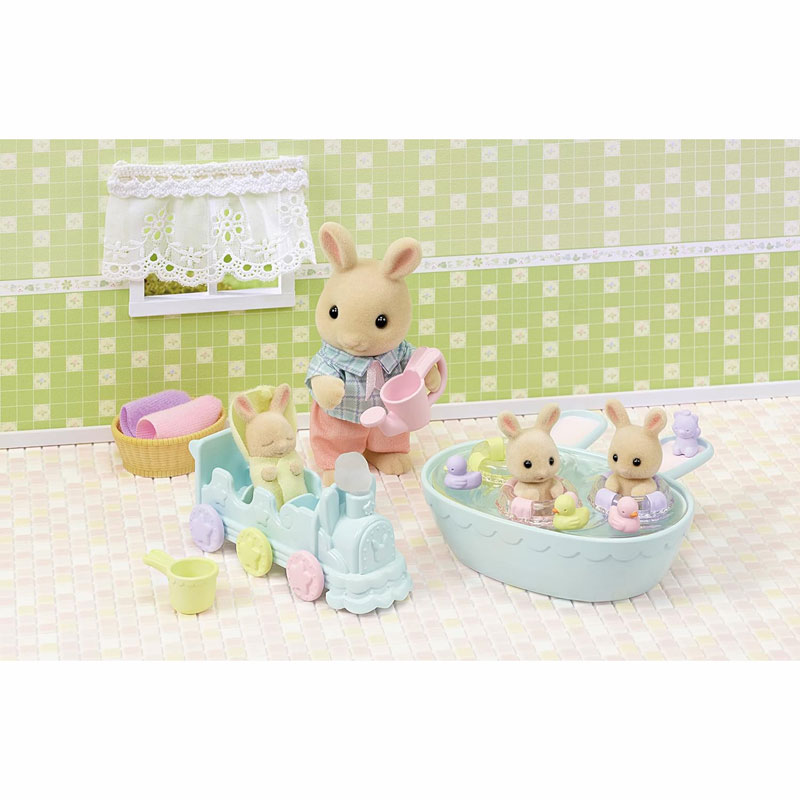 Sylvanian Families Triplets Baby Milk Rabbit Bathtime Set Τρίδυμα Κουνελάκια 5707