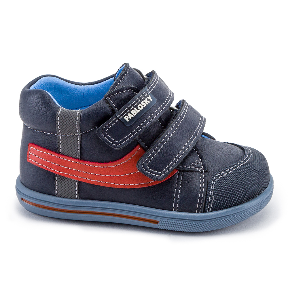 Blue-red leather boot