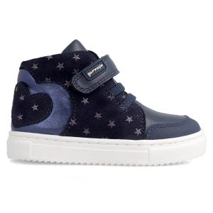 Blue leather boot with pink stars - 9624