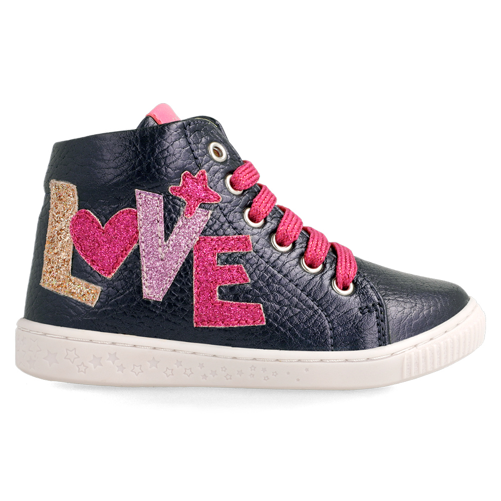 Ankle boot with heart, rubber, sticker