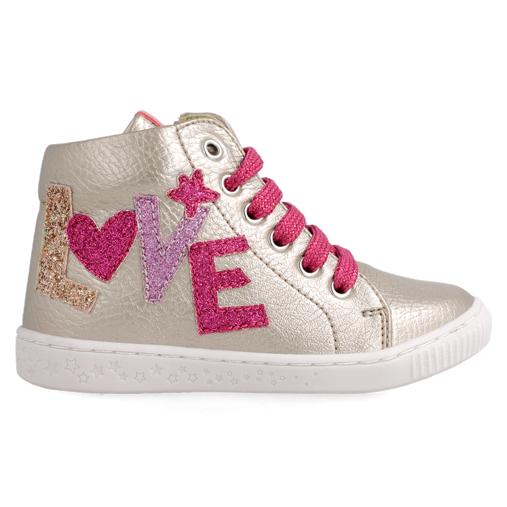 Ankle boot with heart, rubber, sticker