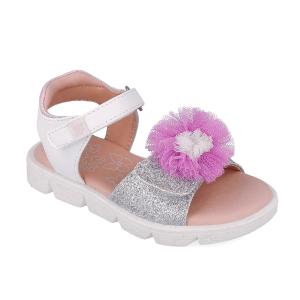 Πέδιλο με ασημί glitter pom-pom - 27504