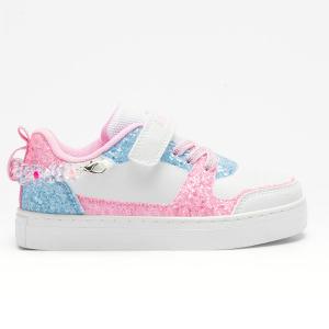 Sneaker με ροζ  και γαλάζια glitter - 23373