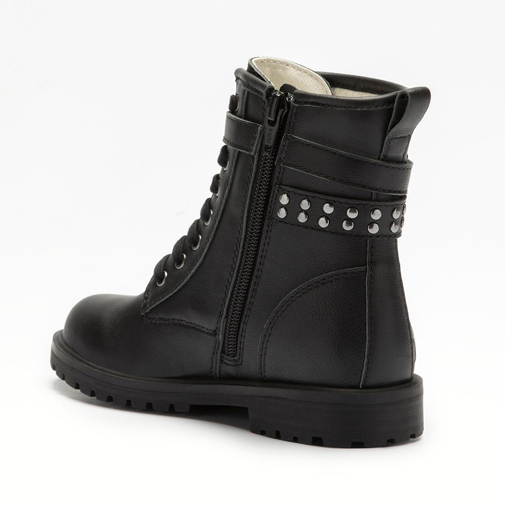 Μποτάκι δερμάτινο κορδόνι-φερμουάρ