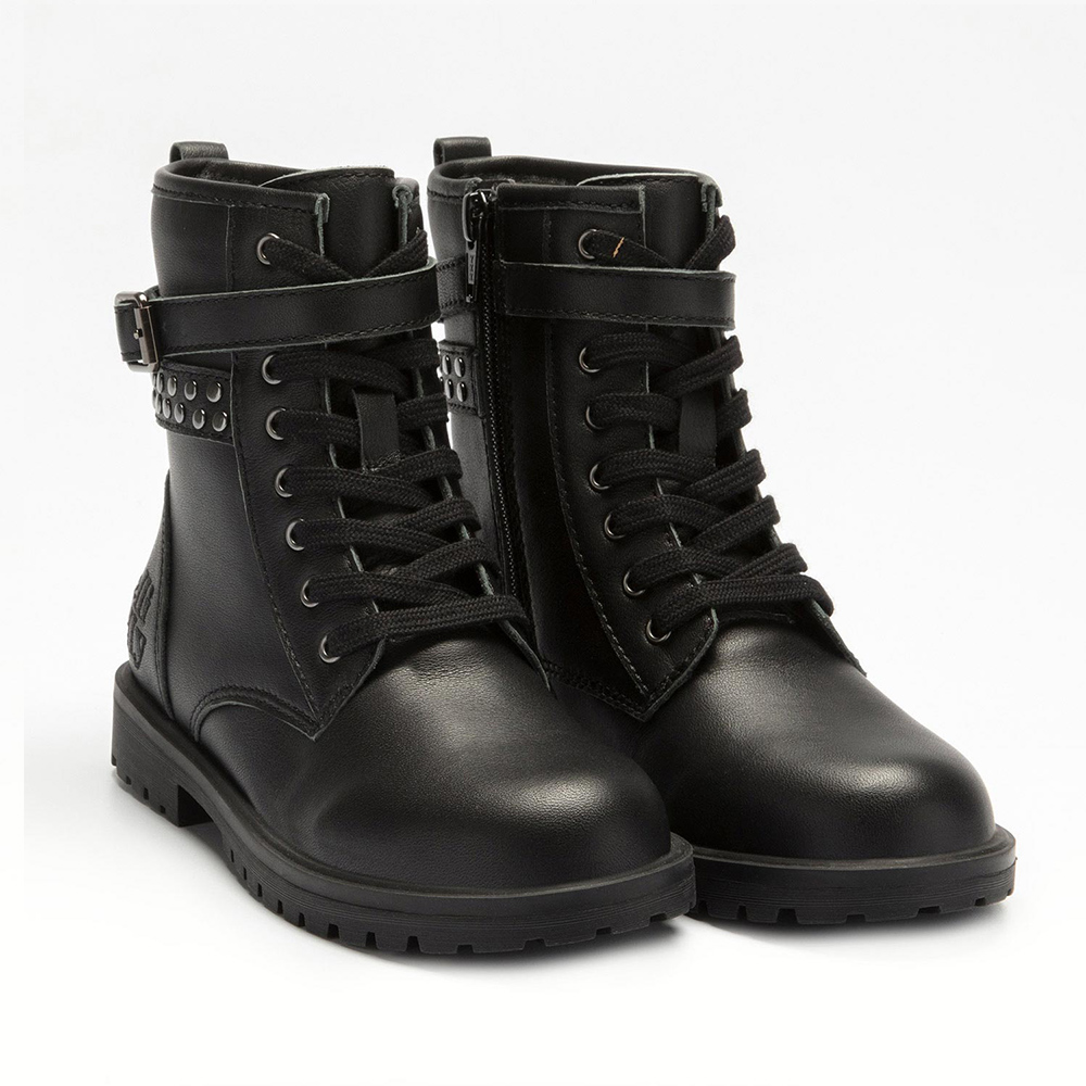 Μποτάκι δερμάτινο κορδόνι-φερμουάρ