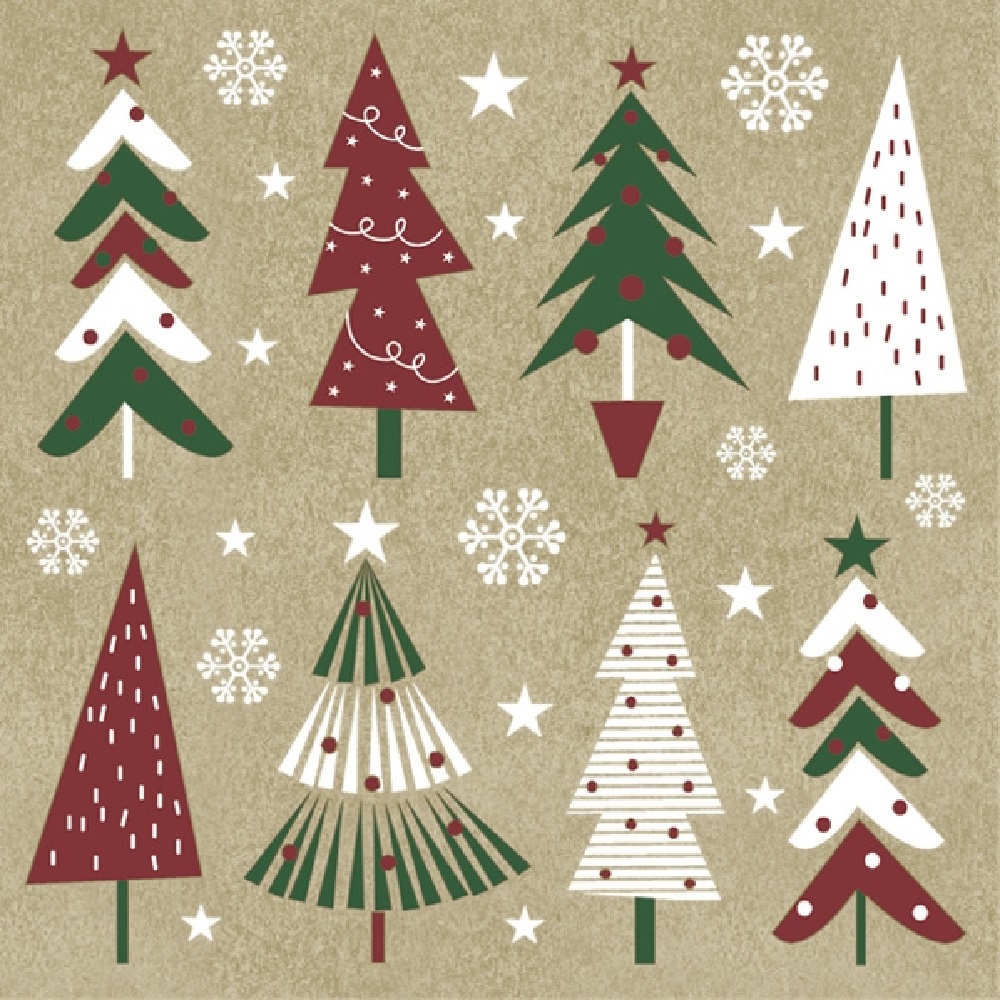 Χαρτοπετσέτες για Decoupage Christmas Trees on Kraft - 6941