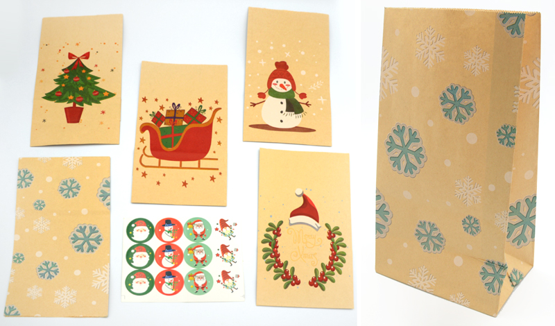 Christmas paper bag without handles 12 pcs pack - 19034