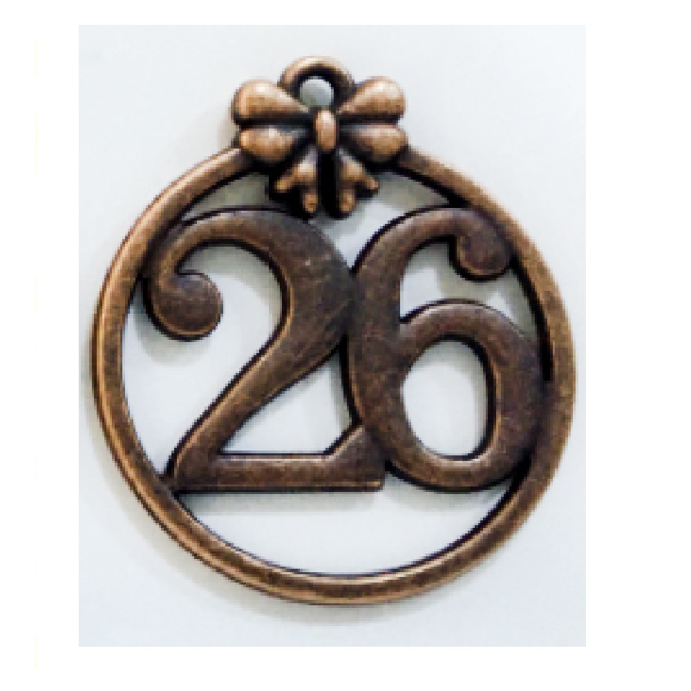 Μεταλλική μπάλα 26 με φιόγκο 3cm x 3.5cm 6 τμχ. - 18923