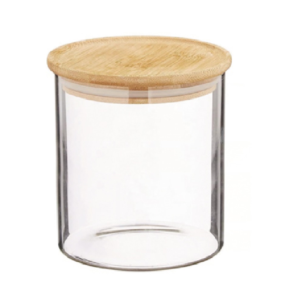 GLASS VASE WITH WOODEN LID 6.5cm x 8cm - 17050