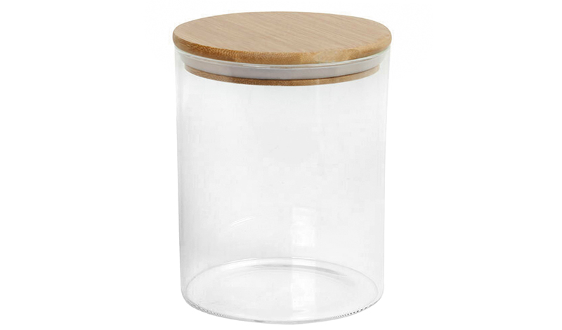 GLASS VASE WITH WOODEN LID 8.5cm x 12cm