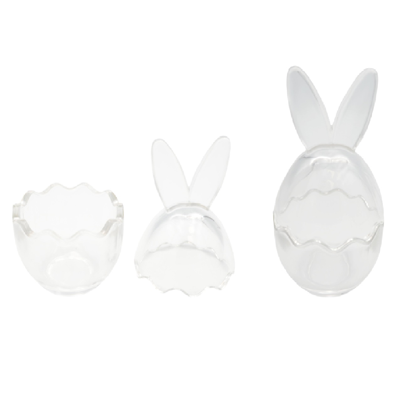 GLASS EGG FONDANT WITH RABBIT EARS LID - 19099