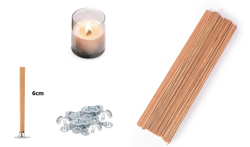 WOODEN CANDLE WICK WITH BASE 6cm 50pcs. - 15859