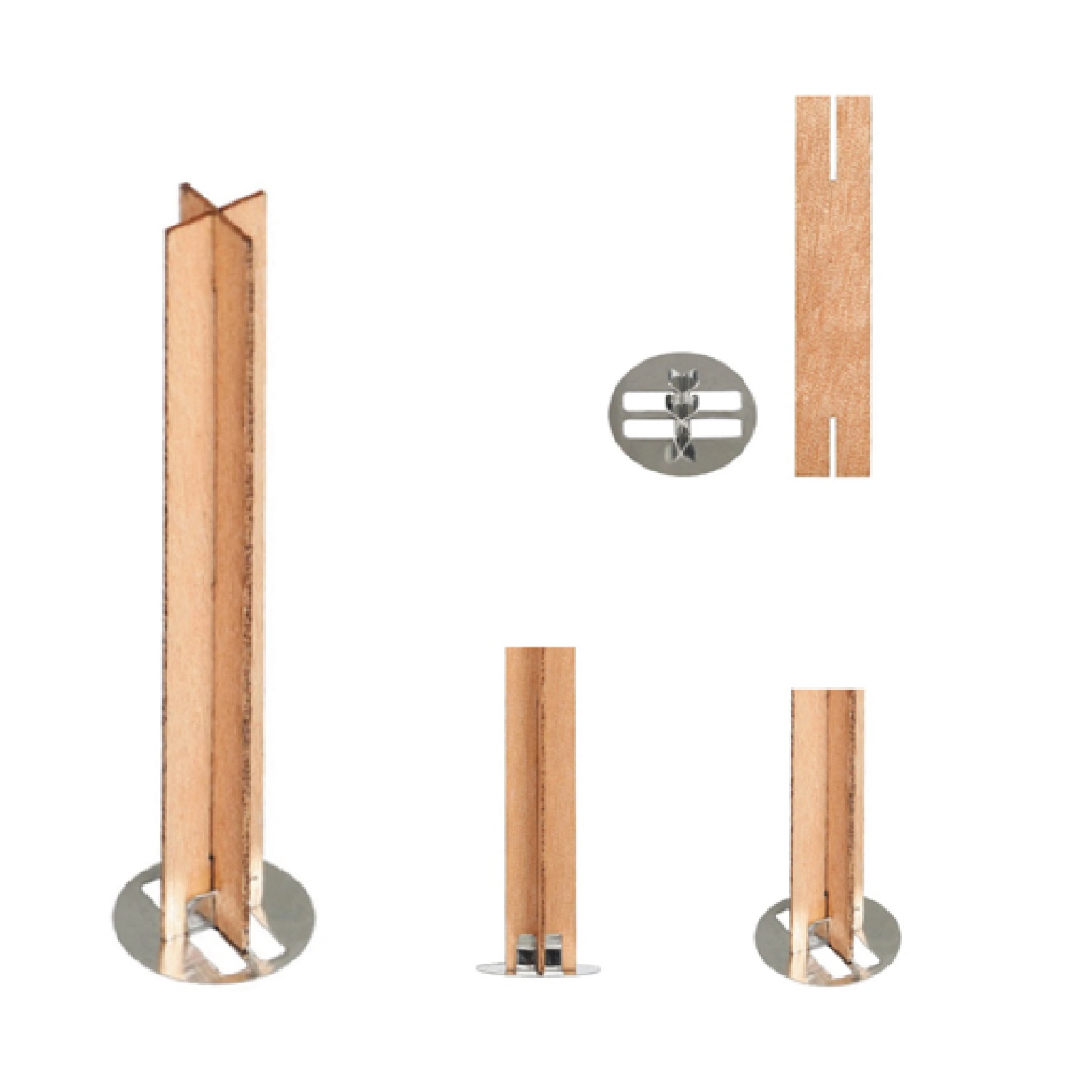 Φυτίλι κεριού σταυρός απο ξύλο με μεταλλική βάση  90mm 10 τεμάχια - 19336