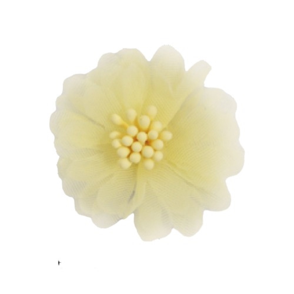 Λουλουδάκια οργάντζα με στήμονες  4cm 5 τεμάχια - 12403