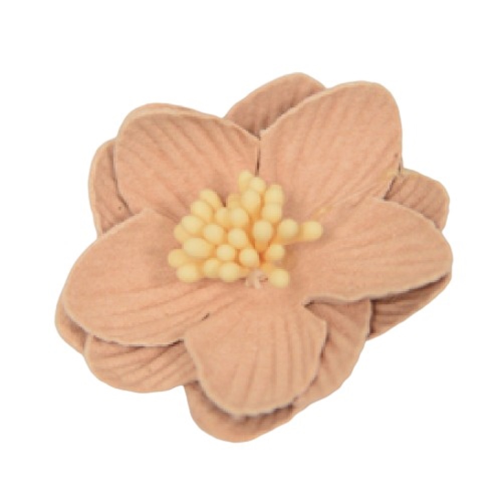 Suede flower triple petals with stamens large 4cm pack of 5 pieces - 11560