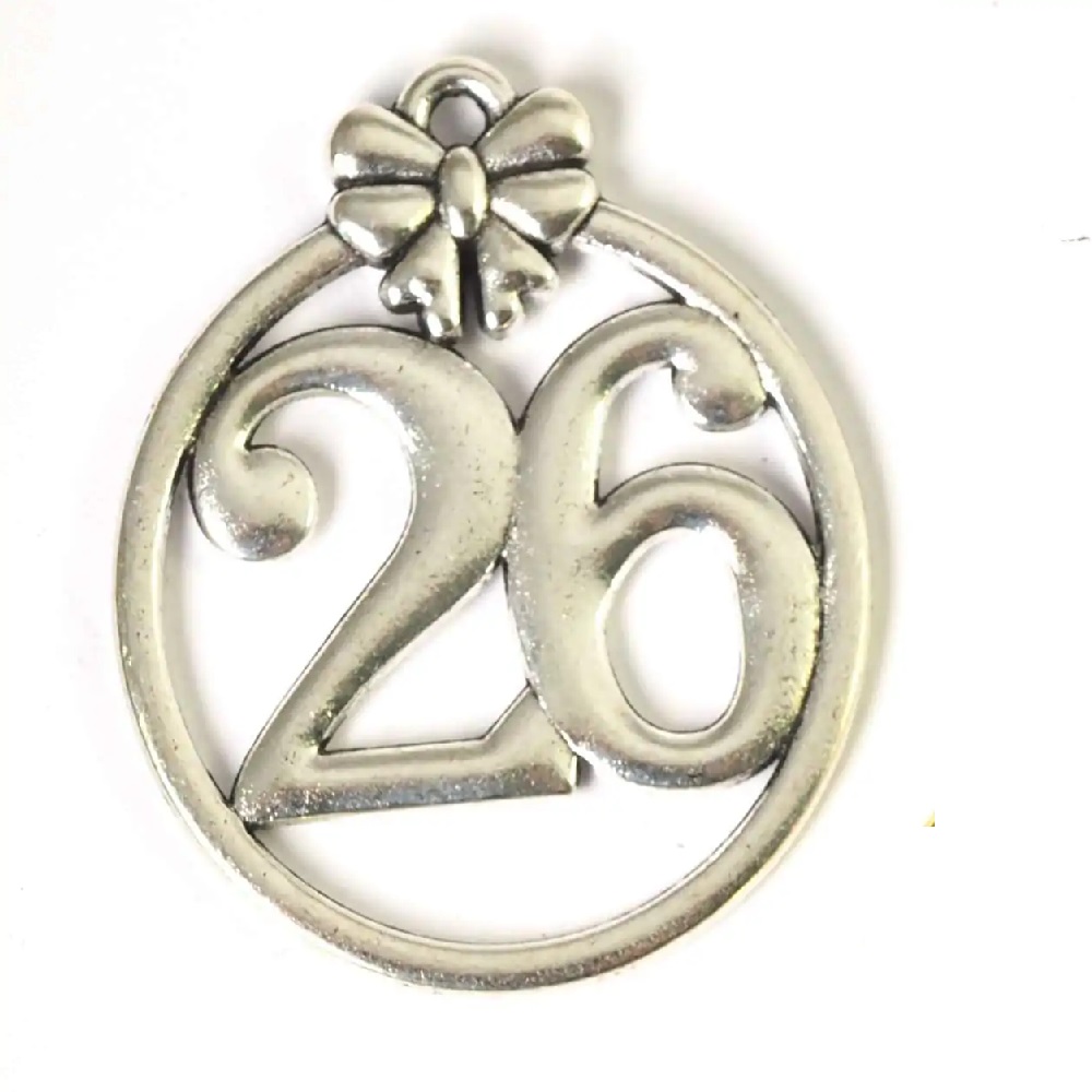 Μεταλλική μπάλα 26 με φιόγκο 3cm x 3.5cm 6 τμχ. - 18917