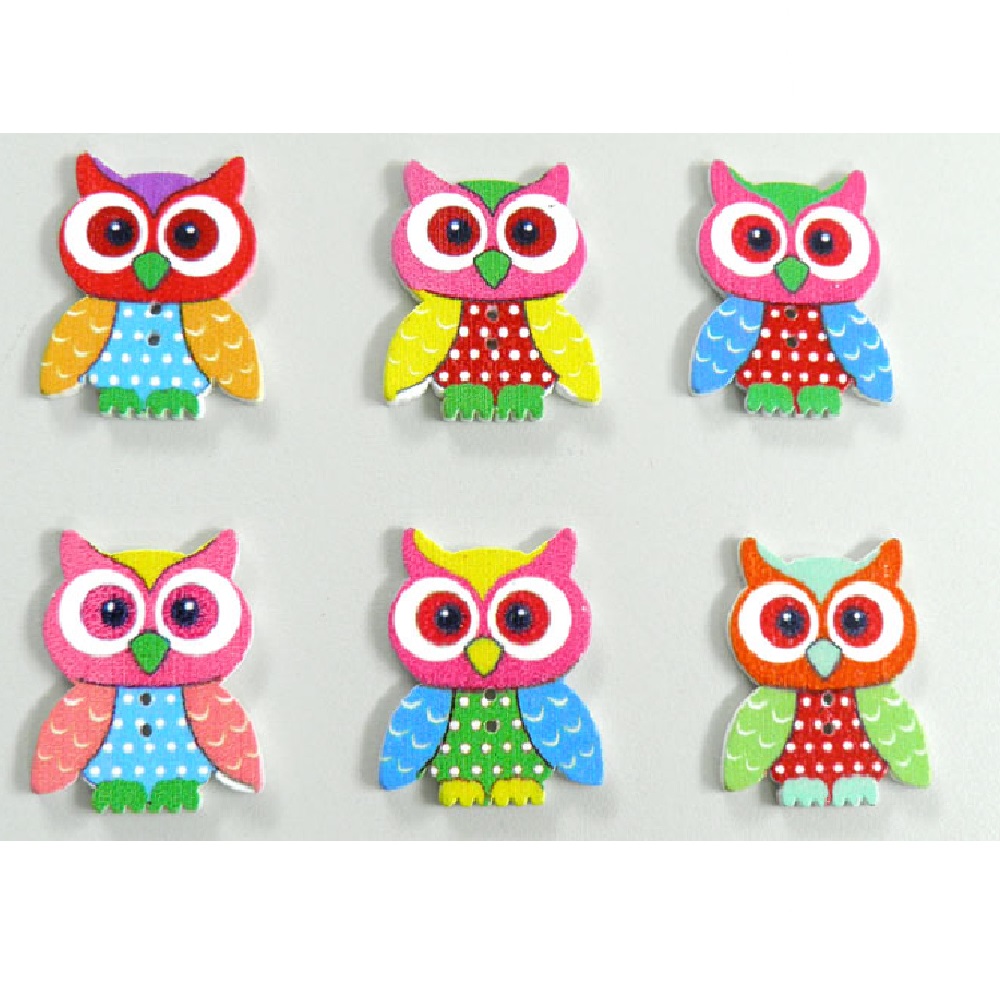 Wooden colored owl 35x30mm pack of 50 pieces