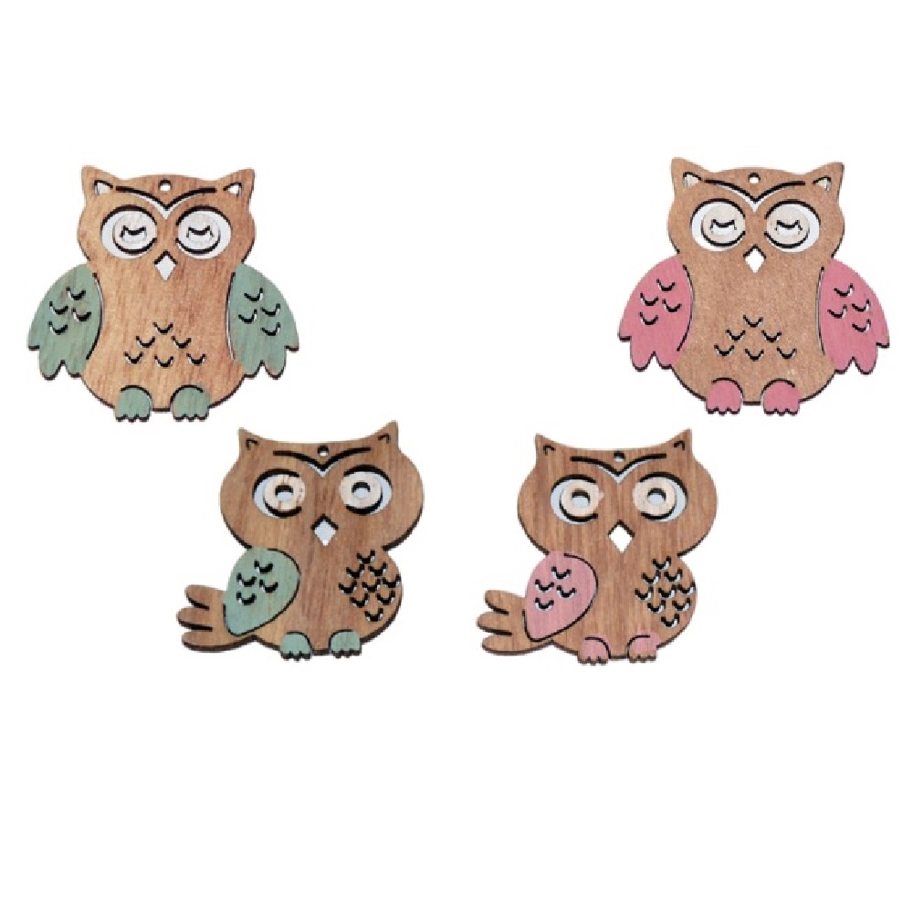 Wooden owl decorative 5cm package of 3 pieces