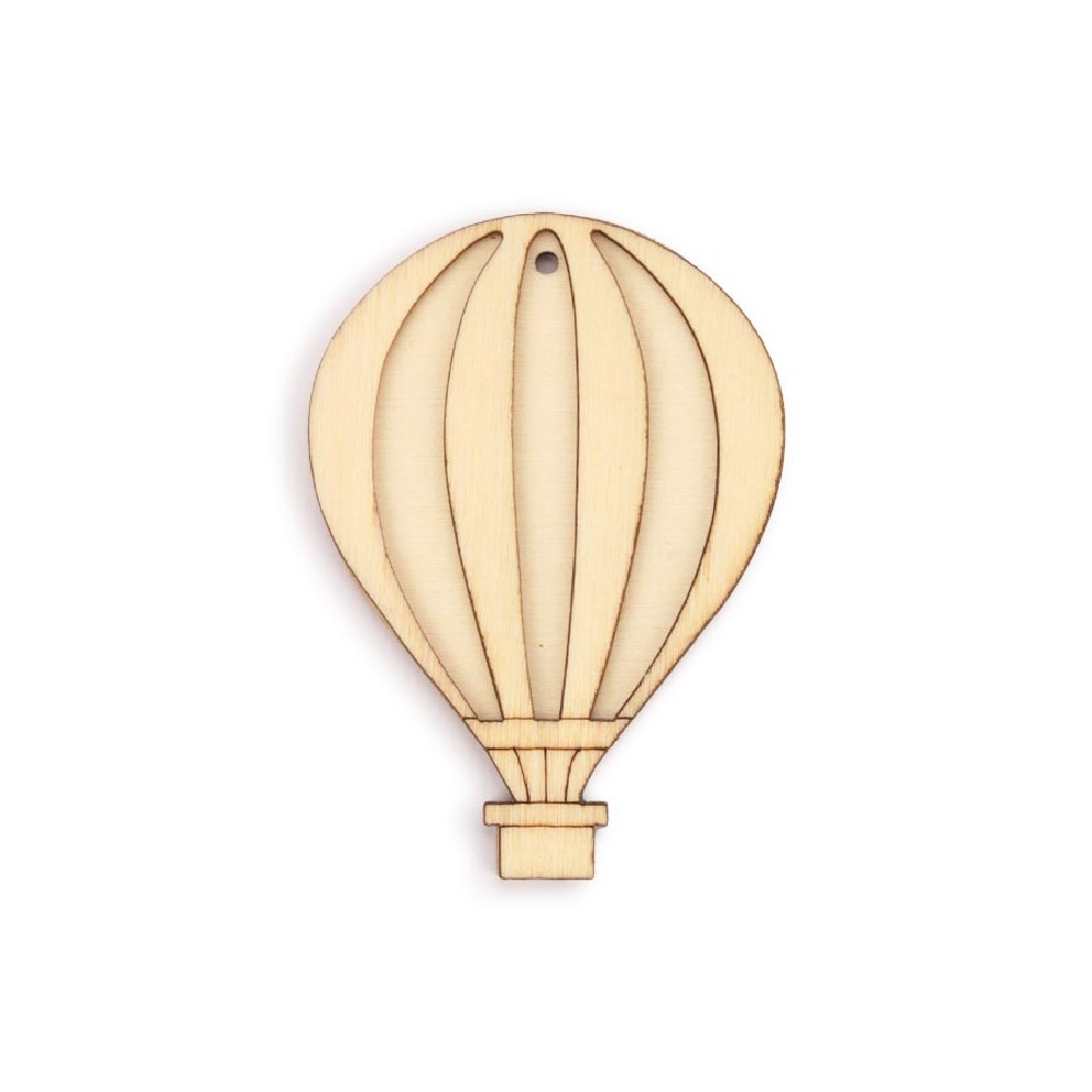 Wooden balloon decoration in natural color 7.5x5.3cm