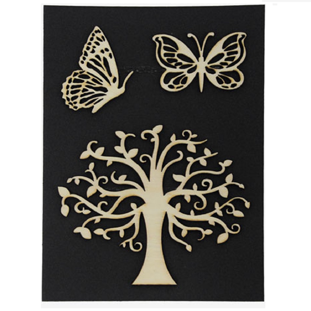 Ξύλινο Διακοσμητικό Δέντρο και πεταλούδες 11.5cm Χ 17cm 