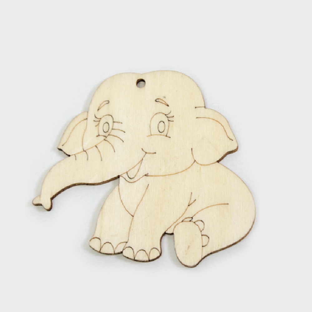 Wooden elephant 7x8cm 10 pieces