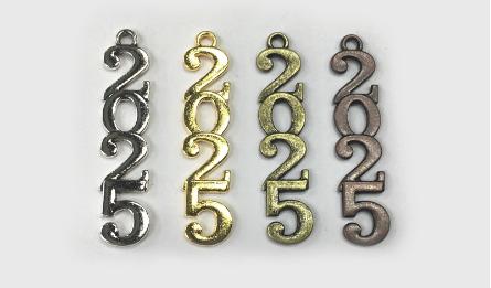 Metal Pendant 2025 3.6x0.9cm Set of 4 Pieces