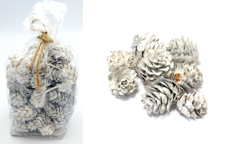 Κουκουνάρια με ασημί γκλίτερ  - 19028