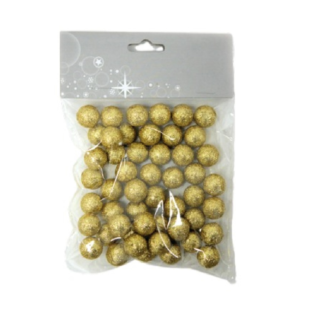  Μπαλίτσες φελιζόλ χρυσές με γκλίτερ 1.5cm ΣΕΤ/50 - 11291