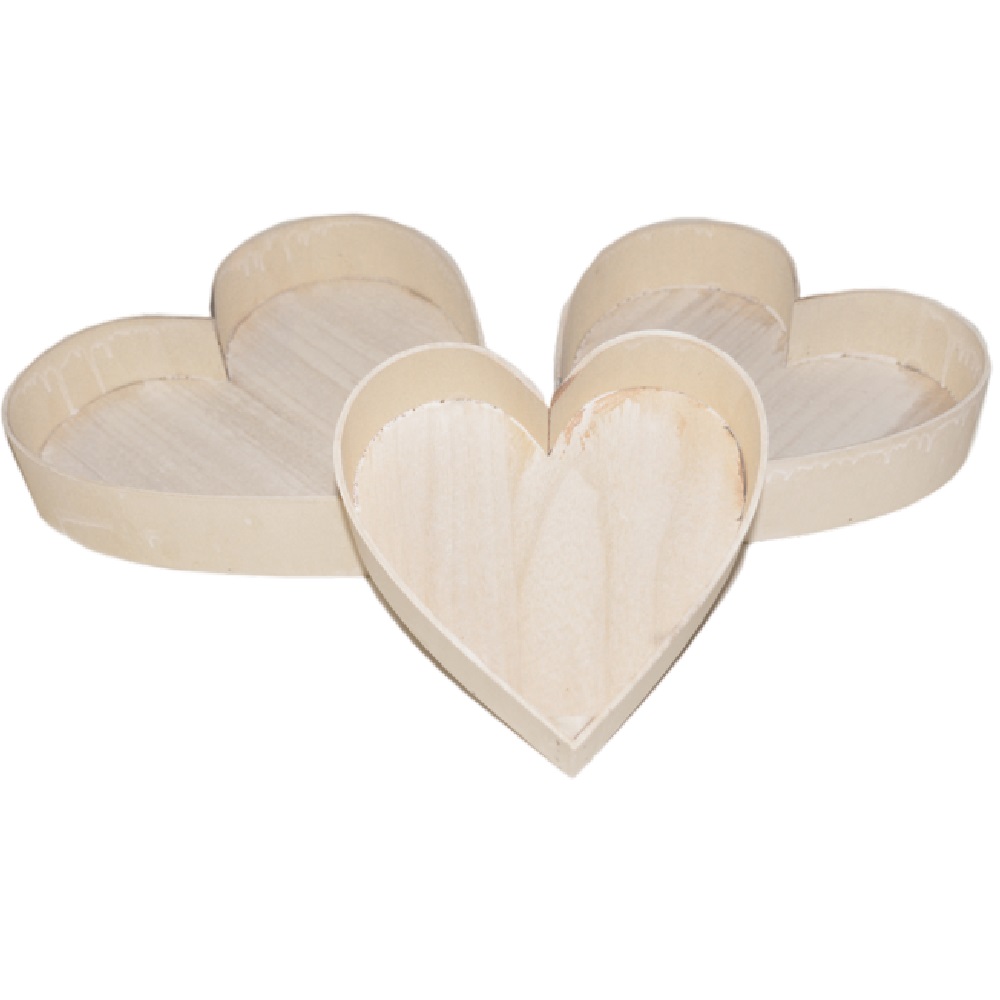 Ξύλινες καρδιές δίσκος σετ τρία τεμάχια  - 4473