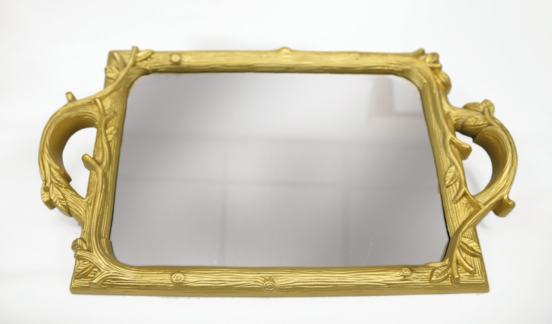  Δίσκος καθρέπτης χρυσό vintage 39x24cm - 12373