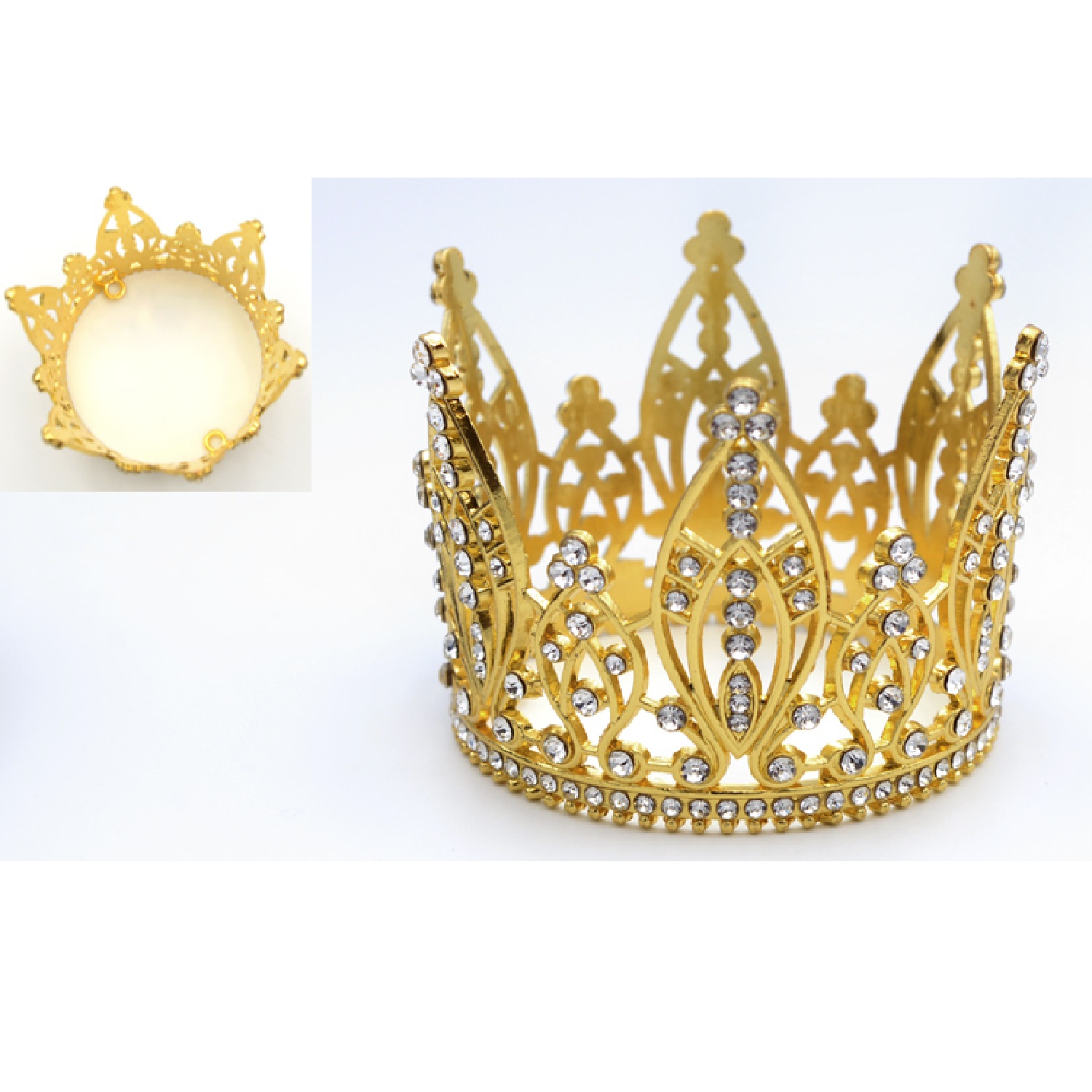 Μεταλλική χρυσή κορώνα με κρυσταλάκια τύπου Svarofski 8cm - 19351