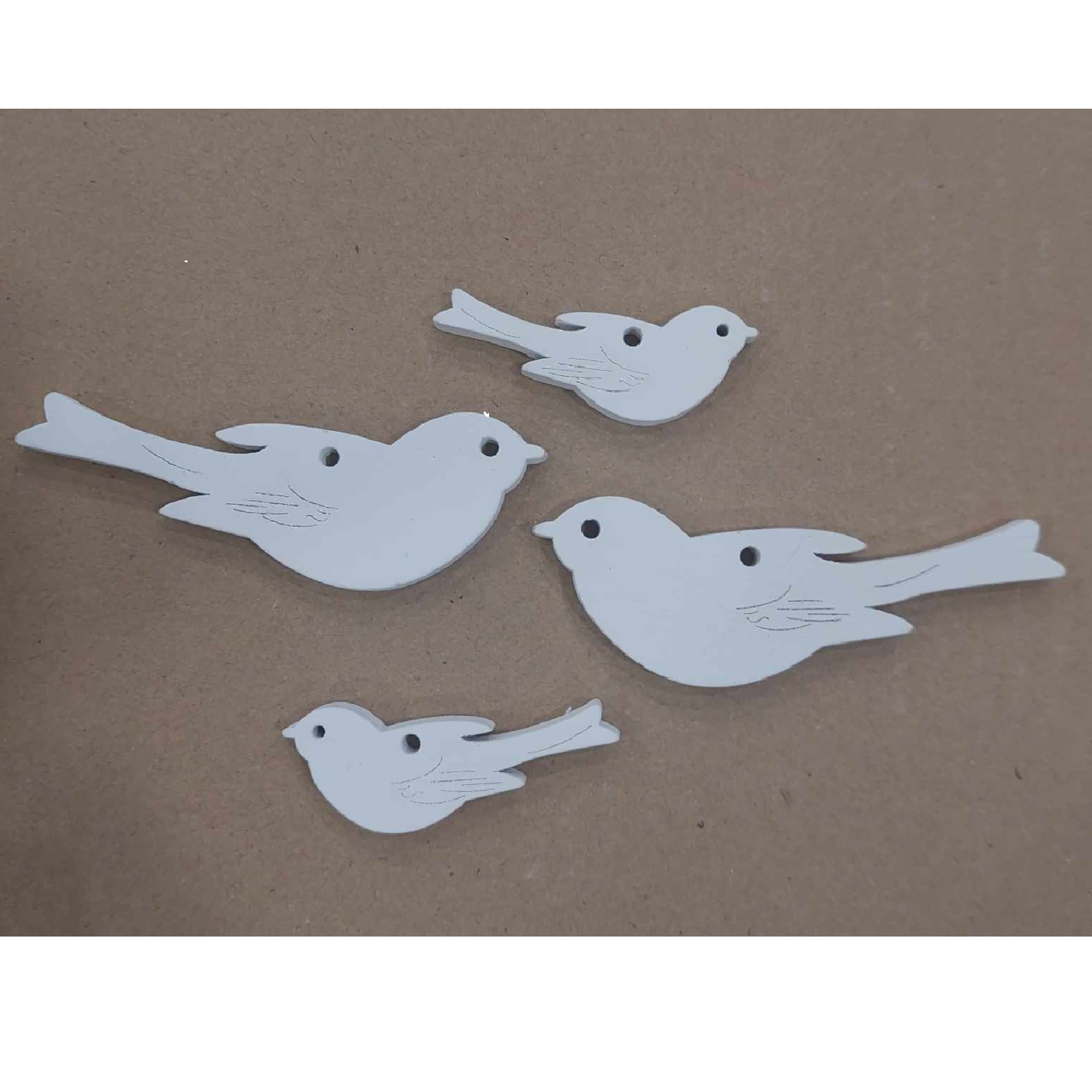 Ξύλινα λευκά πουλάκια 4 τεμ - 16160