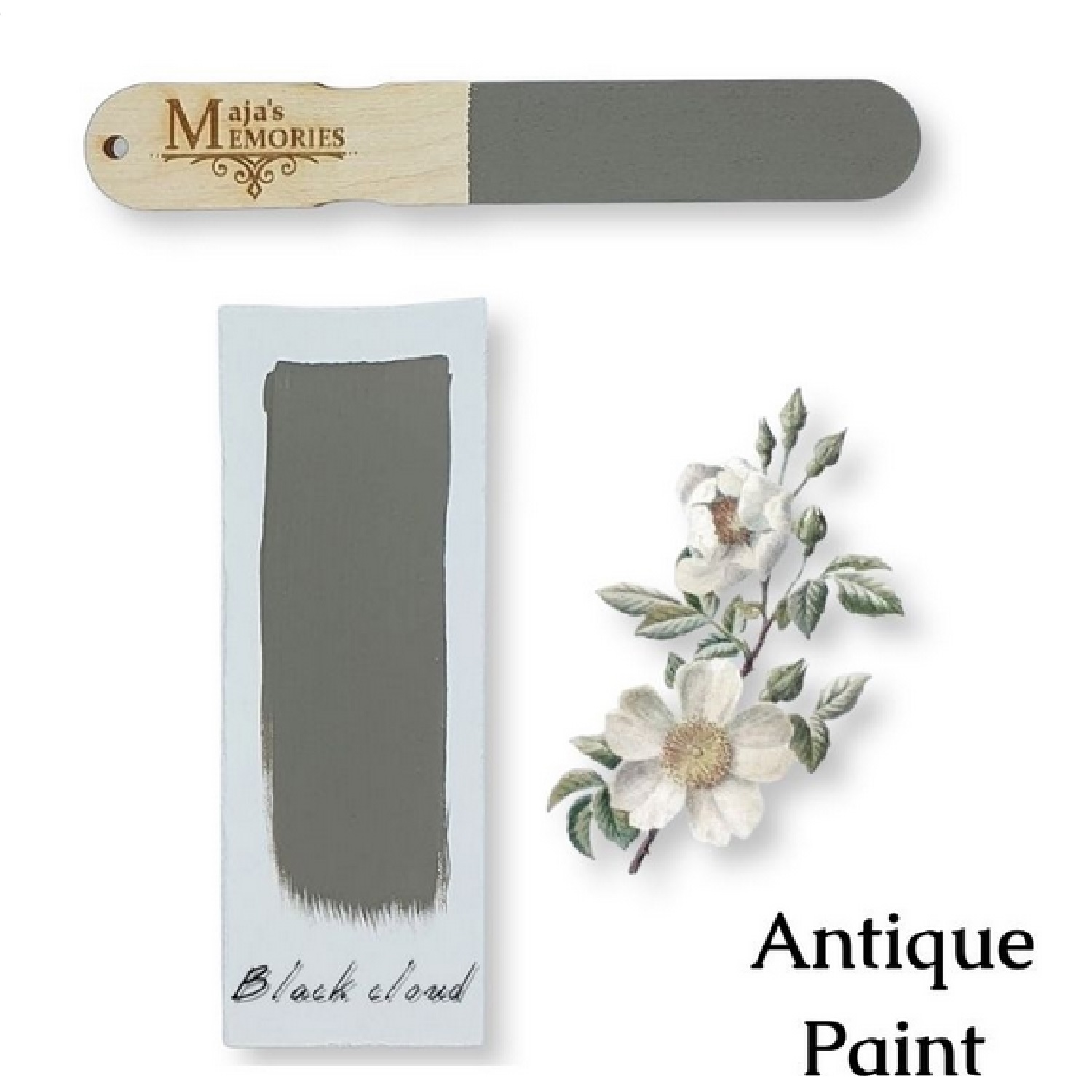 Χρώμα-εφέ πατίνας Antique Paint Maja’s Memories, 150ml, Black Cloud - 4953
