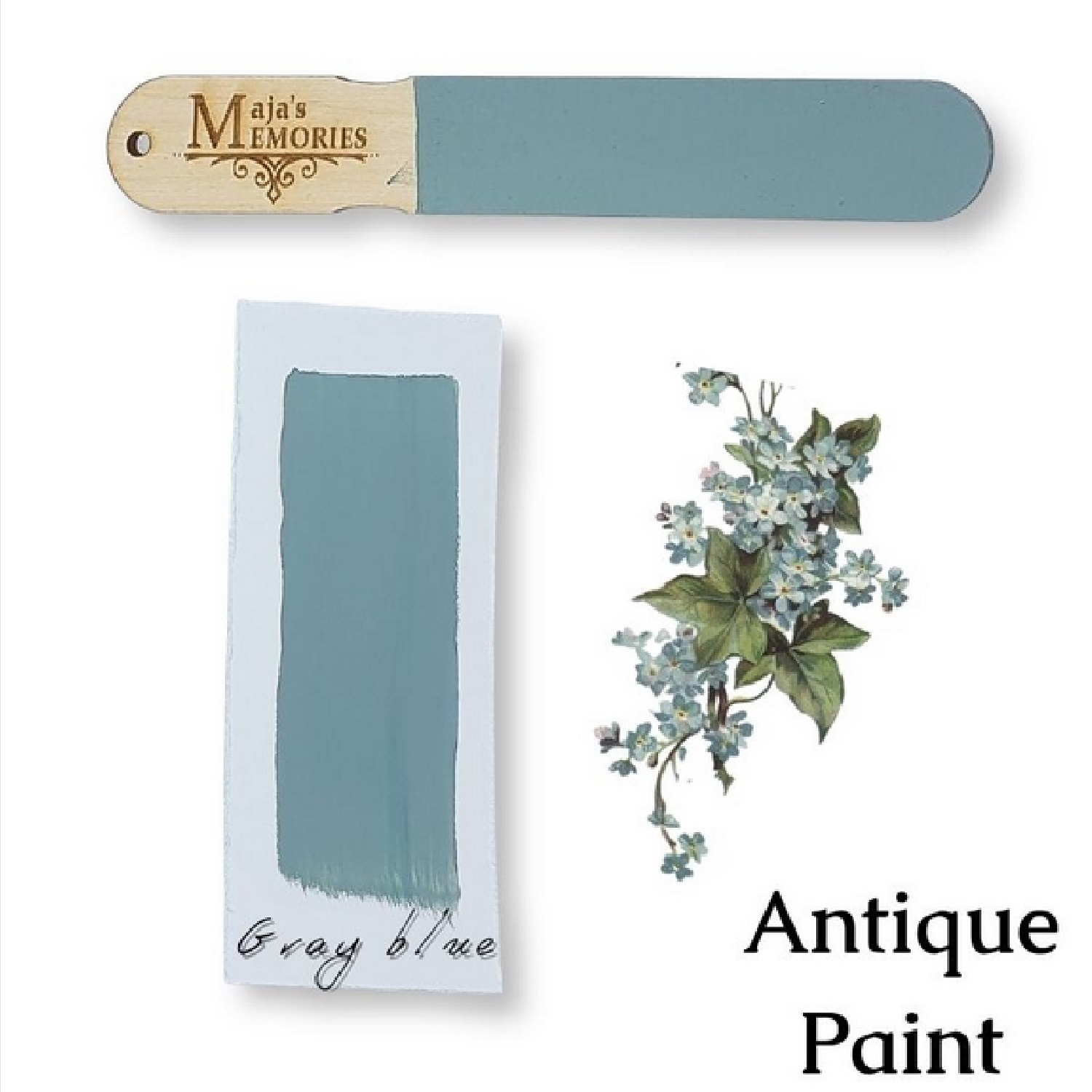 Χρώμα-εφέ πατίνας Antique Paint Maja’s Memories, 150ml, Gray Blue - 4955