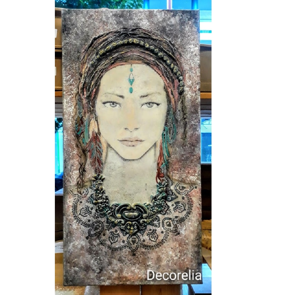 Mixed media canvas 30X60 cm "innocent eyes" - 16980