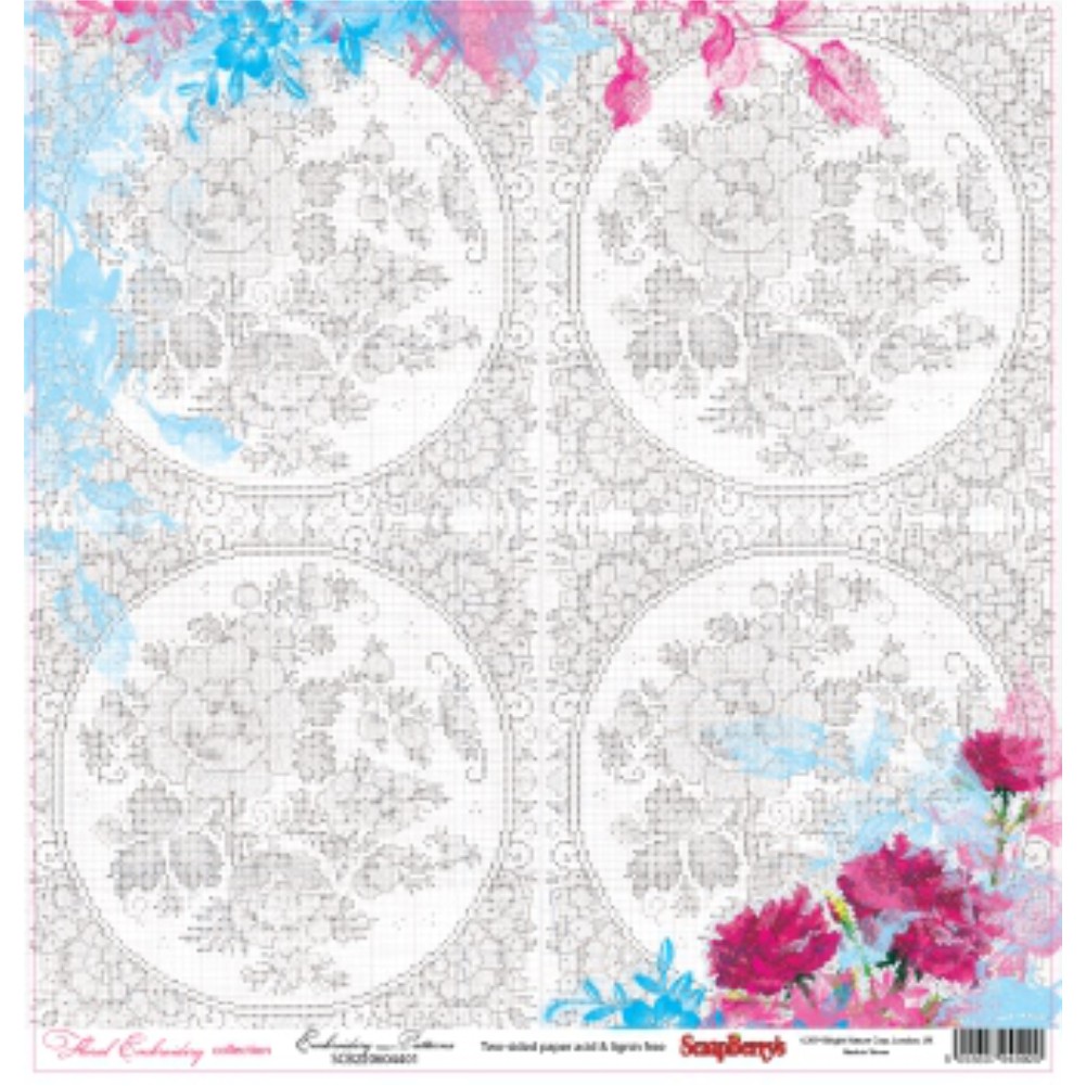Χαρτί Scrapbooking Double-Sided 30.5x30.5cm Floral Embroidery - Embroidery Patterns - 2168