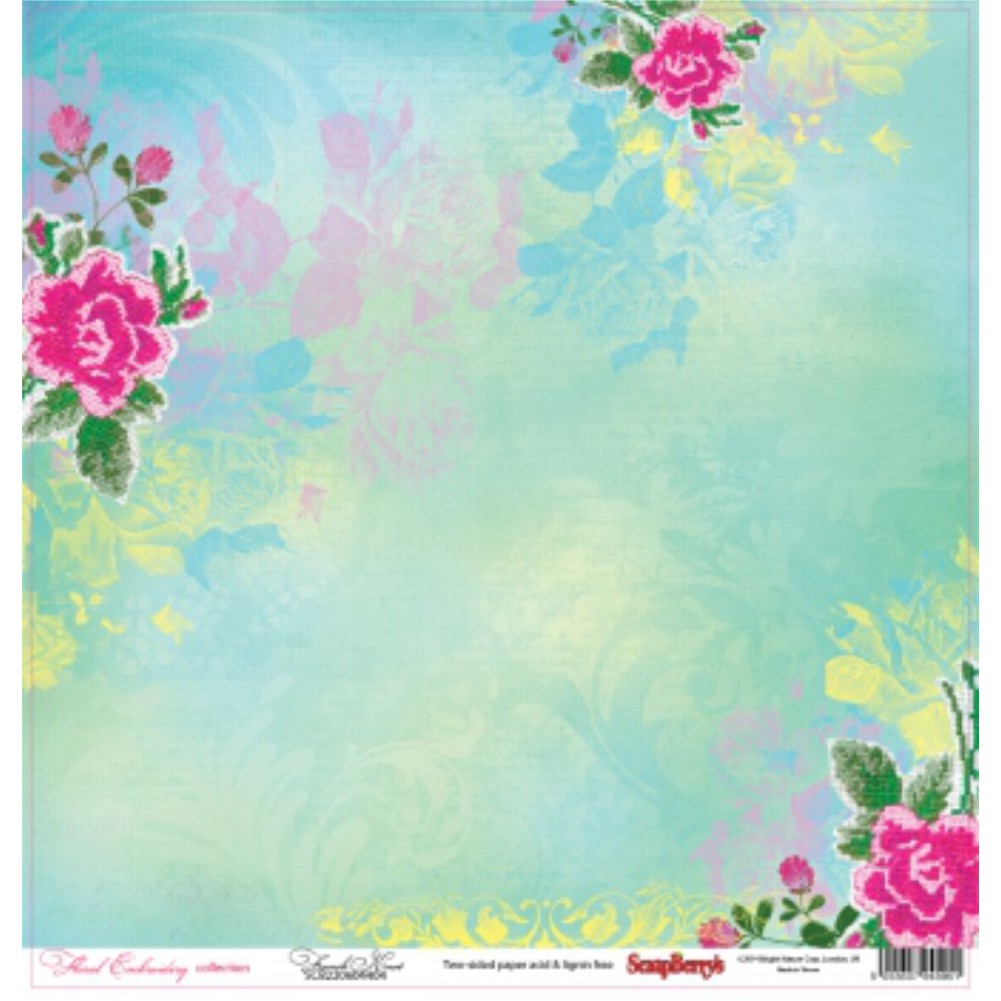 Χαρτί Scrapbooking Double-Sided 30.5x30.5cm Floral Embroidery, French Knot - 2175