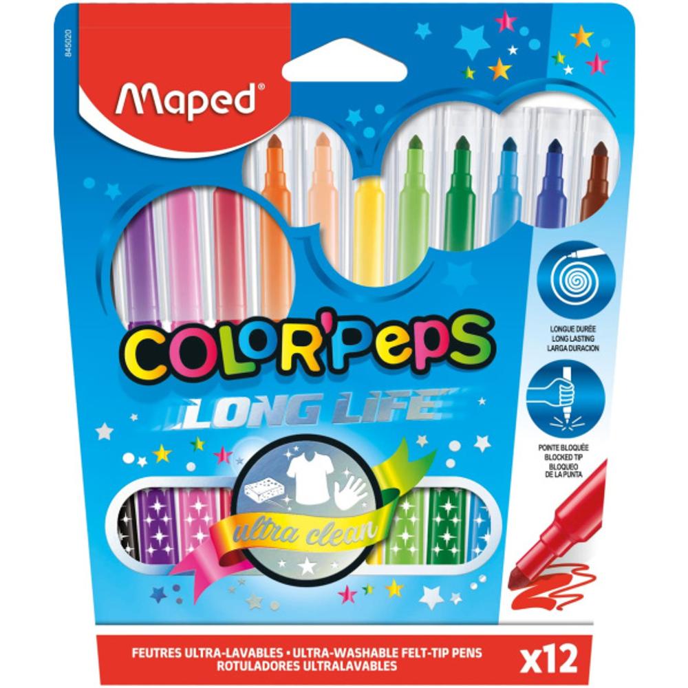  MAPED Color Peps Long Life Μαρκαδόρος Λεπτός 12 τεμαχίων