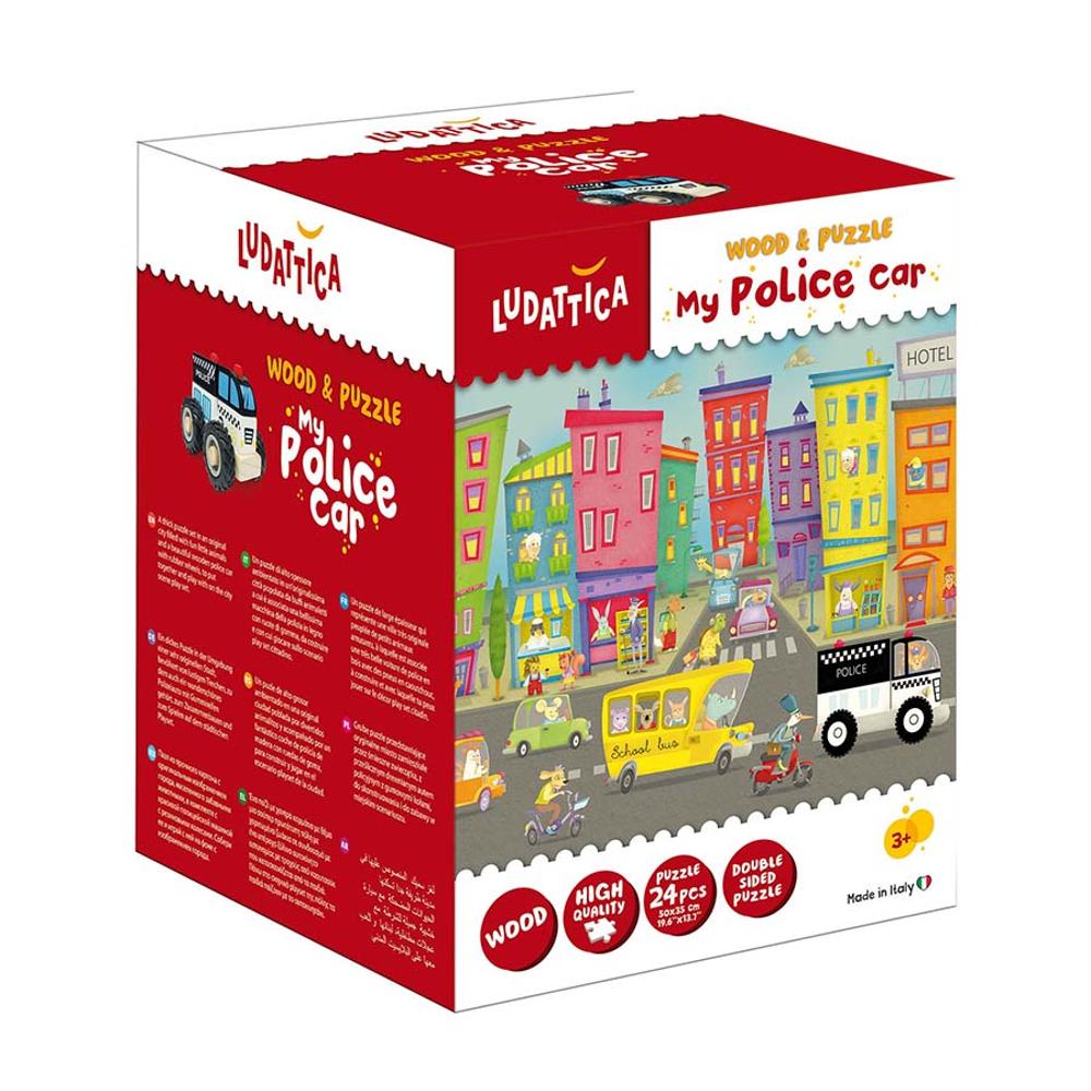 Puzzle and Wooden Police Vehicle 24pcs  - 0